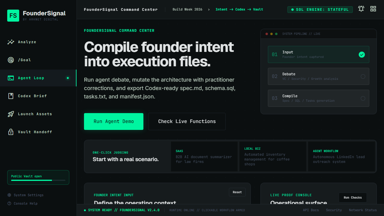 FounderSignal Codex brief preview
