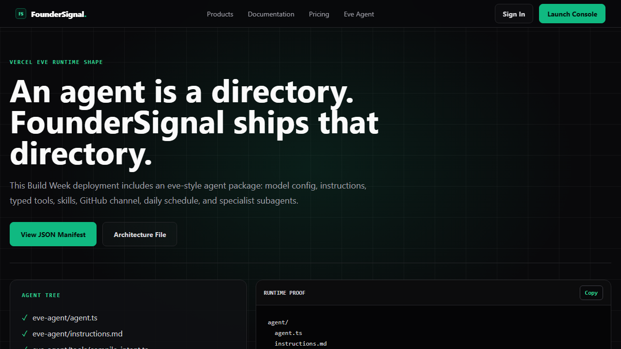 FounderSignal eve agent preview